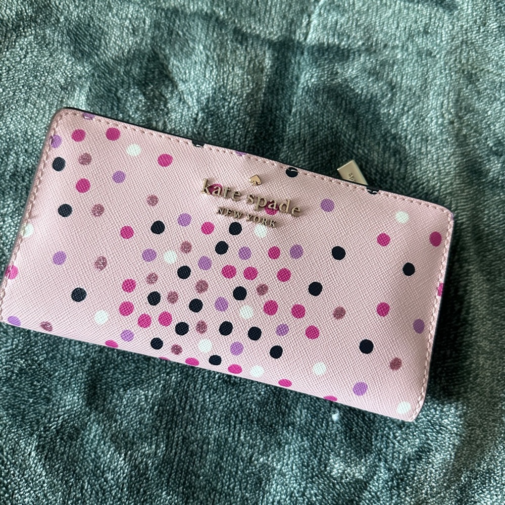 Kate Spade Pink Wallet with Multicolor Dots